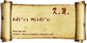 Kéri Milán névjegykártya