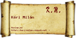 Kéri Milán névjegykártya